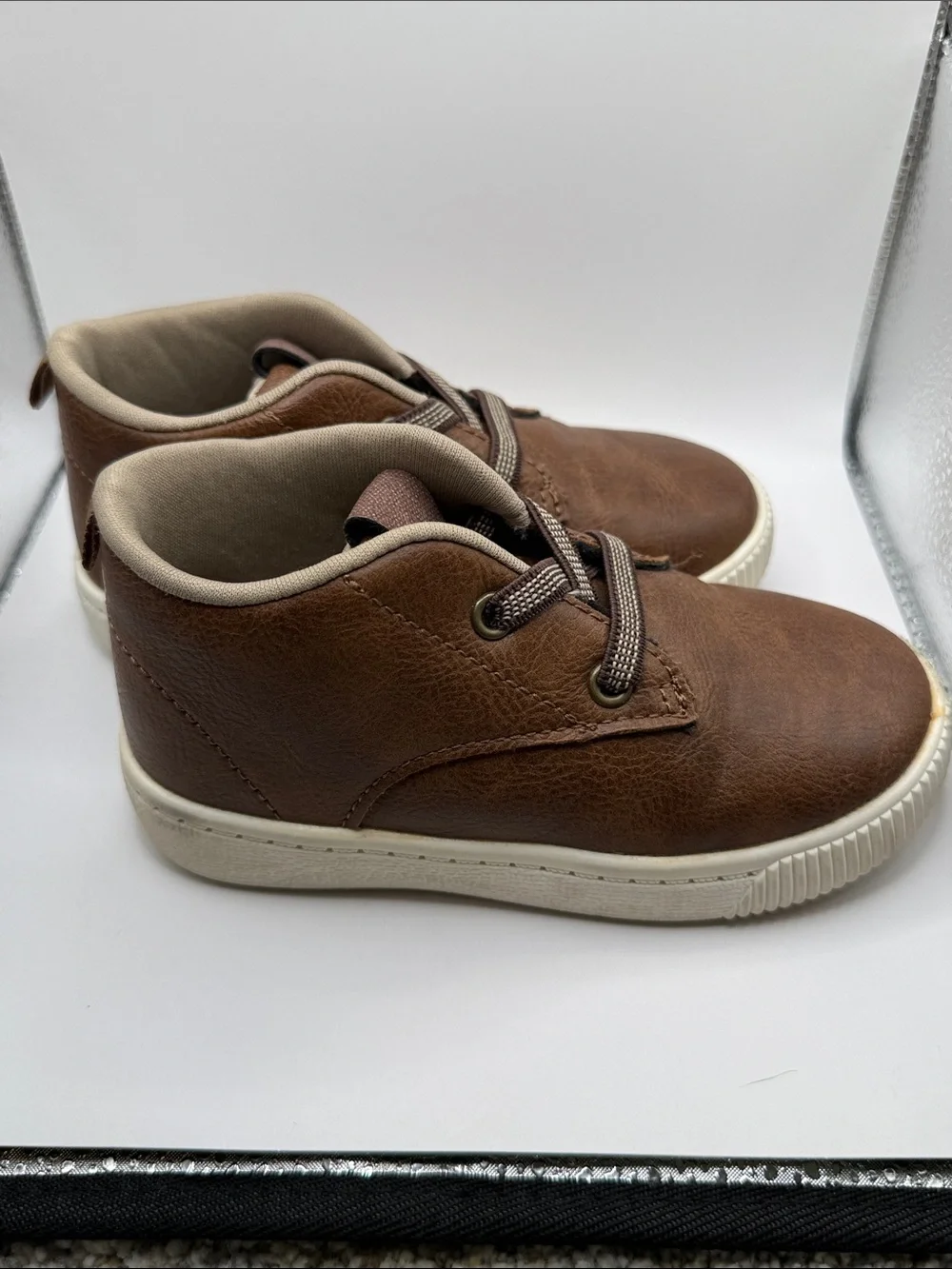 Carter's Brown Faux Leather Lace-Up Kids Boots